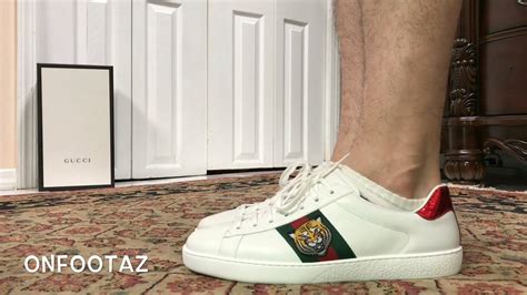 gucci ace tiger on feet